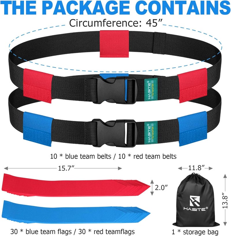 HASITE Flag Football Belts, 2/4/10/14/20 pcs of Adjustable Flag Football Set with Flags, Suitable for Youth Adults and Kids - Image 2